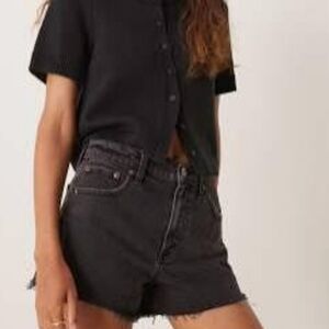 Abercrombie & Fitch Black the Dad Short High Rise Denim Jeans Sz 32